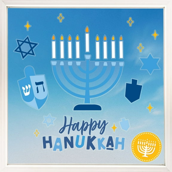 Big Dot of Happiness Hanukkah Window Clings, Reusable Jewish Holiday Window Sticker Decorations, Interactive Chanukah Menorah Candle Decals, Festival of Lights Hanukkah Static Clings