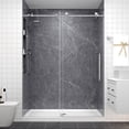 thumbnail image 3 of KPUY 49" - 54" x 76" Frameless Sliding Shower Door With 1/4'' SGCC Clear Tempered Glass 6mm, Explosion-Proof Film Nano Coating, Stainless Steel Hardware, Chrome, 3 of 9