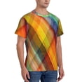 thumbnail image 2 of Bixox Men's Abstract Watercolors Tartan Printed Short Sleeve Skinny Athletic T-Shirt, 2 of 6