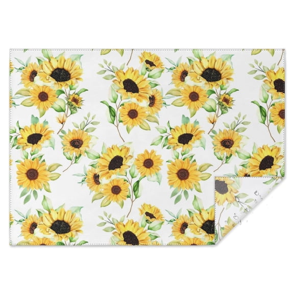 White Sunflower Rectangle Tablecloth 60"x84",Waterproof Polyester Rectangle Table Cloth, Wipeable Spillproof Polyester Tablecloth for Dining, Camping, Indoor and Outdoor