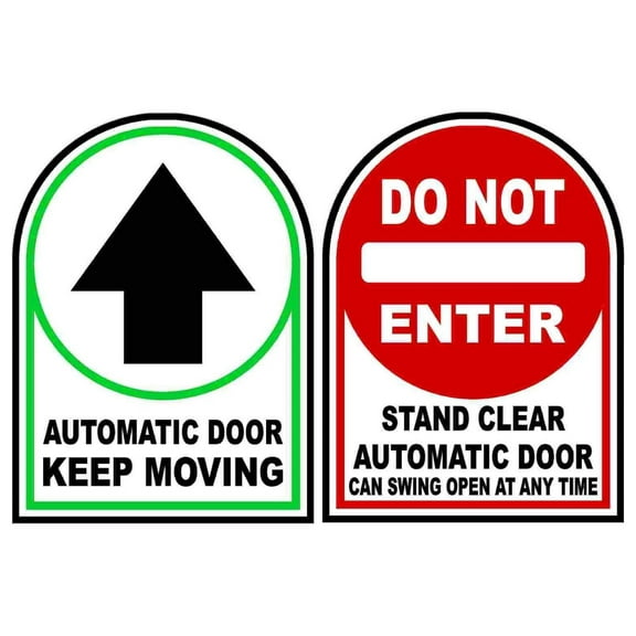 Automatic Door Keep Moving/Do Not Enter Stand Clear Decal Pair. 6"x8" 5 Pack (10-Decals, 5 of each)