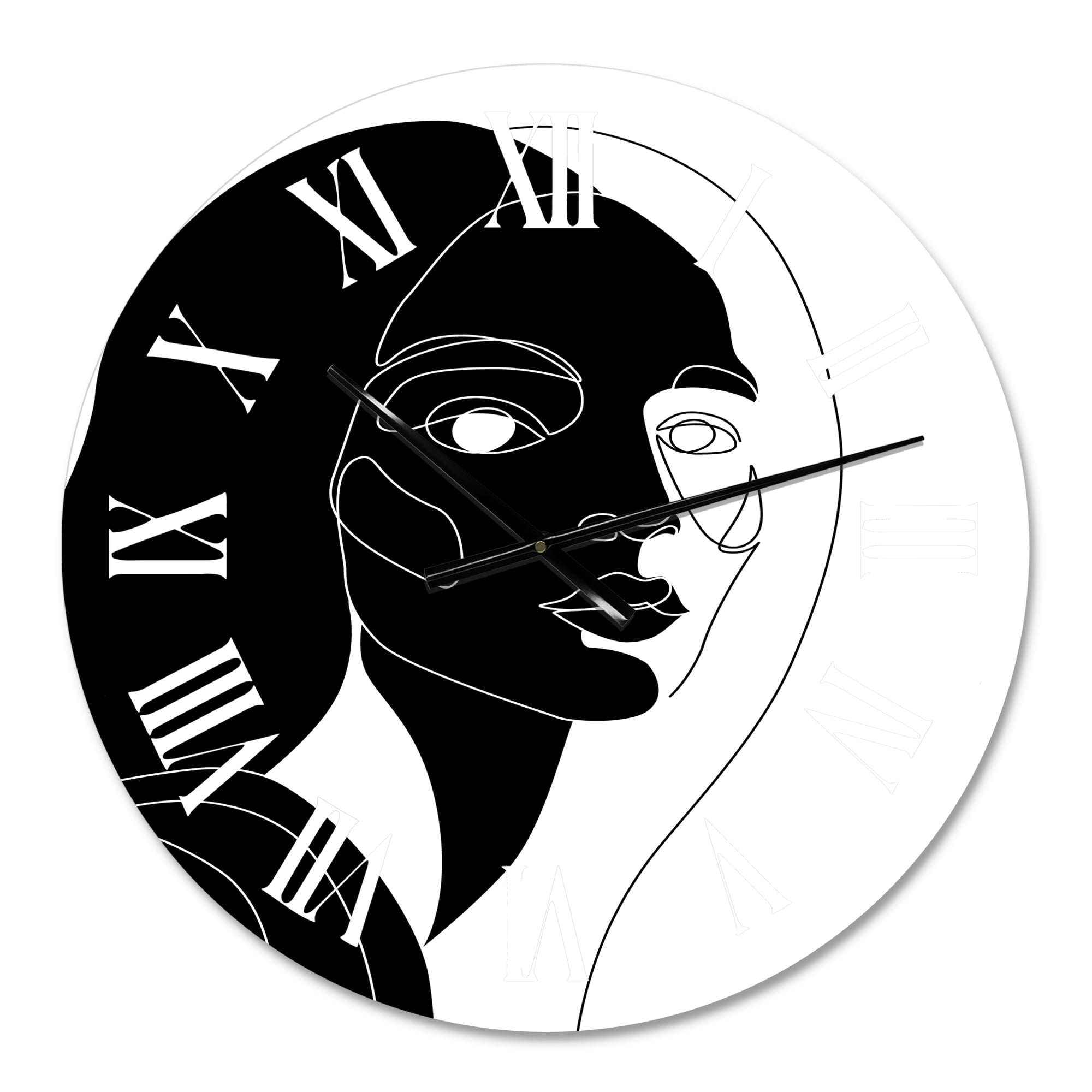 Designart 'Retro Monochrome Minimal Portrait Of Young Woman' Modern Wall Clock