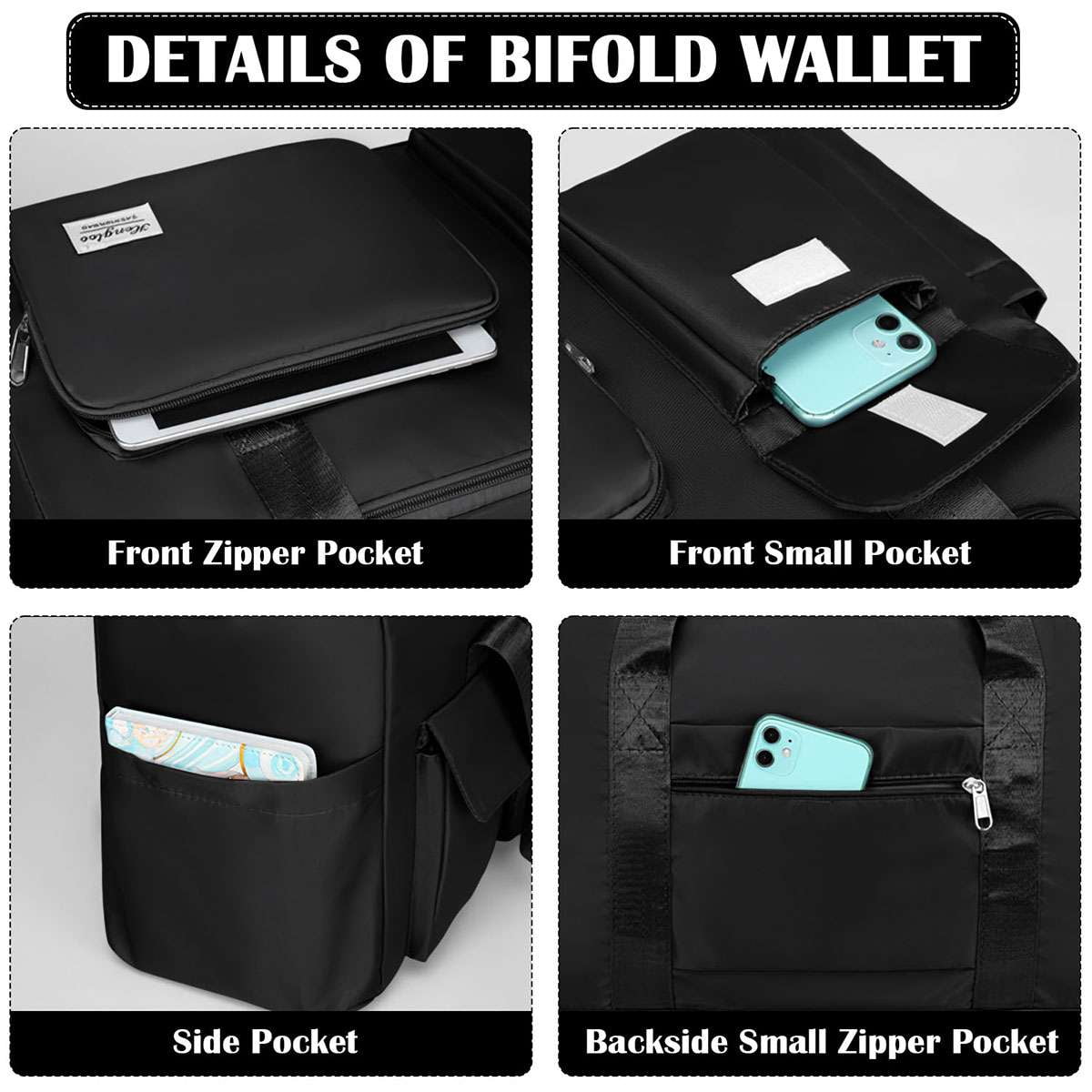 Spencer Gym Duffle Bag Backpack Waterproof Sports Duffel Bags Travel Weekender Bag for Men Women Overnight Bag with Shoes Compartment, Black