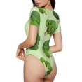thumbnail image 2 of Fotbe Broccoli 3 Pattern Women's Crew Neck Short Sleeves Bodysuit Tops Round Neck Slim Sleeveless Soft Comfortable Basic-Large, 2 of 7