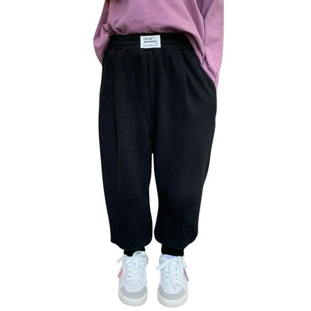 

JDEFEG Kids Athletic Leggings Toddler Kids Baby Girls Boys Cotton Thick Fleece Lined Warm Leggings Stretchy Basic Harem Pants Sweatpants for Winter Trousers Baby Girl Crawling Pants Black 110