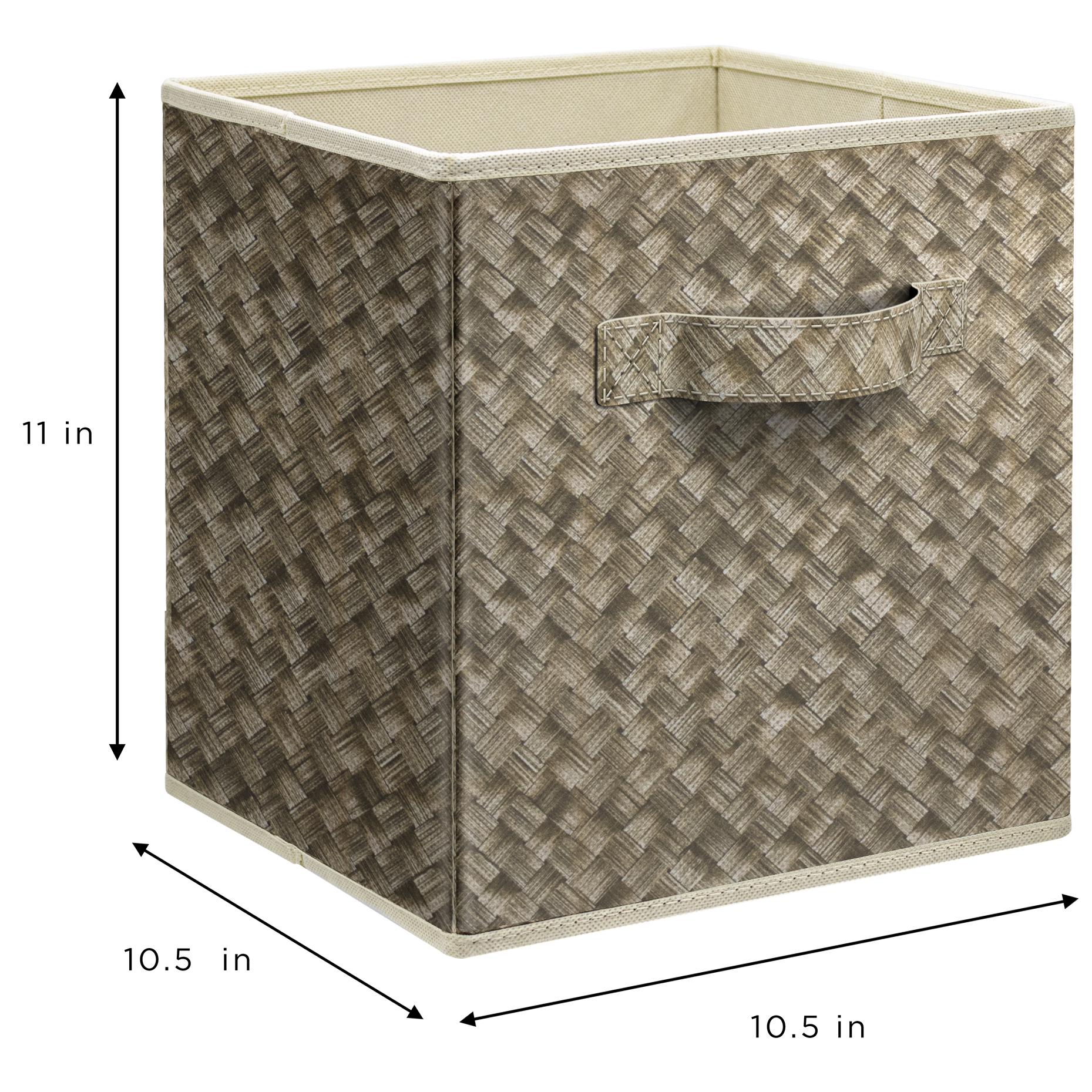 Sorbus Collapsible Fabric Storage Bin with Handles – Foldable Organizer Cubes for Closet - Cubby Basket with Woven Design - Bedroom, Living Room, and Dorm Organization, Beige