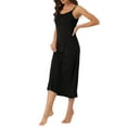 thumbnail image 4 of INSPIRE CHIC Women's Nightgown Spaghetti Strap Round Neck Sleep Under Full Cami Dress S Black, 4 of 6