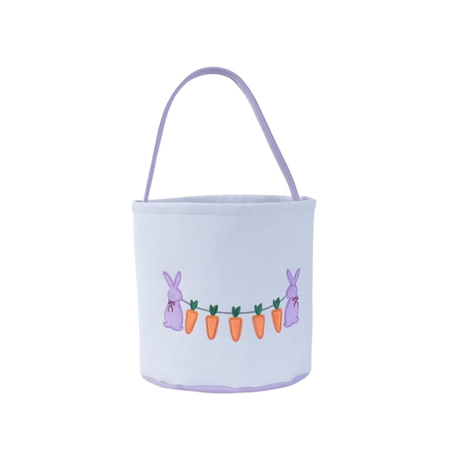 Eggs for Easter Egg Hunt Canvas Rabbits Basket 9.84x9.06 Inch, Easter Candy Gift Baskets for Children with Sturdy Handle & Spring Decor
