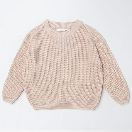 

Babysbule Baby Girl Boy Tops Deals Oversized Knit Sweater Crewneck Pullover Sweatshirt Solid Warm Long Sleeve Tops Blouse