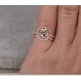 thumbnail image 2 of 2.25 Carat 6mm Round Cut Morganite Bridal Set With Diamond Moissanites Halo Style With 18K Rose Gold Plating, 2 of 5