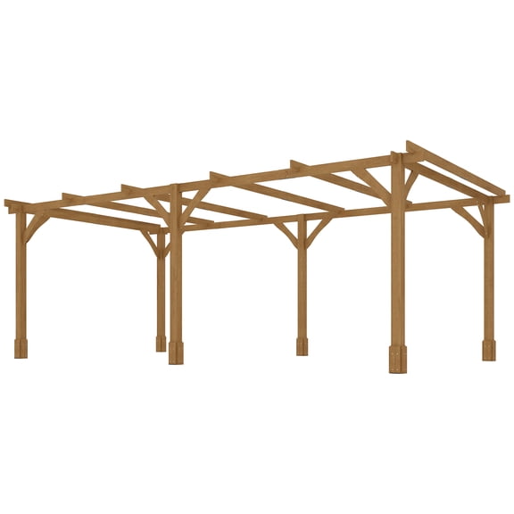 Homiyad 20' x 10' Wood Pergola, Outdoor Gazebo Grape Trellis with Stable Structure for Climbing Plant Support, Dark Brown| Aosom.com