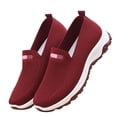 thumbnail image 2 of Zapatillas de deporte para mujer, sin cordones, de tejido de malla y suela suave, informales, para uso diario y al aire libre, Jujube Red 37, 2 of 12