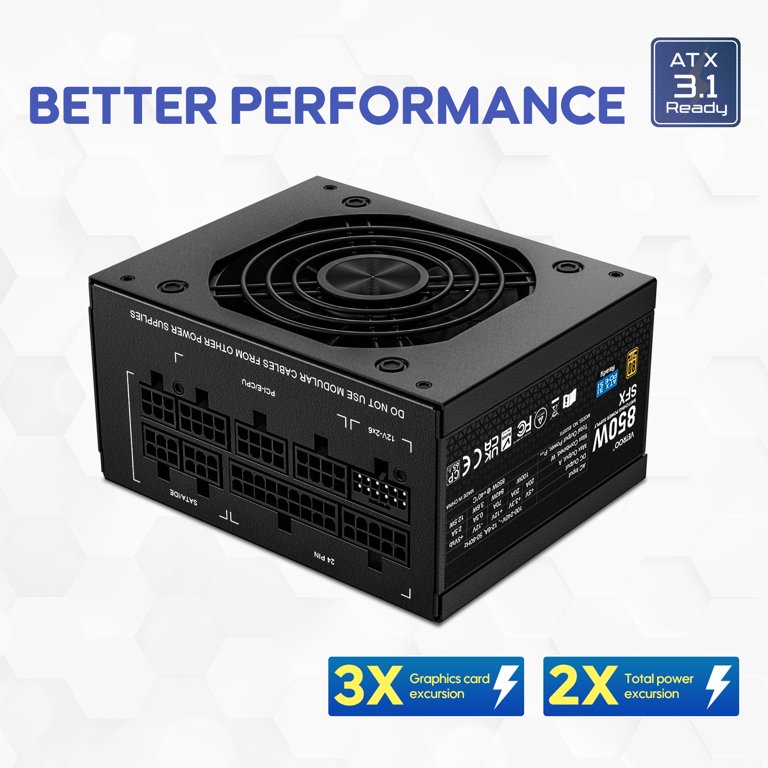 Vetroo 850W Black SFX Power Supply ATX 3.1 & PCIE 5.1 Ready, 80