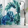 thumbnail image 2 of Blue Teal Leaves Shower Curtain Set, Waterproof Shower Curtains for Bathroom, Summer Botanical Watercolor Leaf Washable Fabric Cloth Bath Curtain for Bathtub Decoration with Hooks 60x72 Inches, 2 of 9