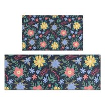 Pioneer Flower Floral Print Pattern Kitchen Rugs Sets Of 2,Anti Fatigue Kitchen Mat Rugs Non Slip Washable,Decorative Kitchen Floor Mats for Kitchen,Sink,Laundry,17"x30" 17"x47"