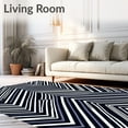 thumbnail image 2 of ODIKA 4'x6' Machine Washable Non-Slip Area Rug, Modern Chevron With Bold Angular Stripes and Dynamic Flow High Traffic Rug with Pad, Black, 526967, 2 of 8