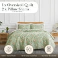 thumbnail image 2 of Southshore Fine Living, Inc. Oversize Quilts for King Size Bed, 3-Piece Lightweight Bedding Set with Floral Coverlet and 2 Pillow Shams, All Season California King Bed Spread, Jacobean Willow Green, 2 of 9