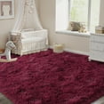 thumbnail image 6 of ZENELESS Fluffy Rugs,6x9ft Wine Red Solid Shag Collection Carpet Perfect for Dining Room, Bedroom, 6 of 8