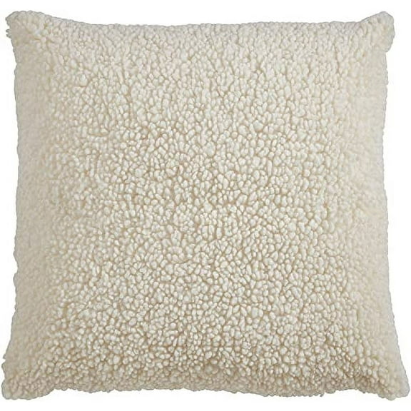 Fennco Styles Cuddly Faux Fur Decorative Throw Pillow Cover 18" W x 18" L – Ivory Plush Cushion Case for Couch, Bedroom, Living Room and Office Décor