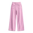 thumbnail image 5 of Wide Leg Pants for Women Winter Cotton Casual Fashion Solid Color Elastic Waist Double Pockets Zipper Button Pants Comfy Loose Casual Lounge Wide Leg Pants, 5 of 7