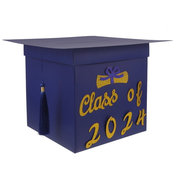 FOLOYORI Graduation Decorations Box Blue Paper 1Set Grad Cap Shape Table Decor Event