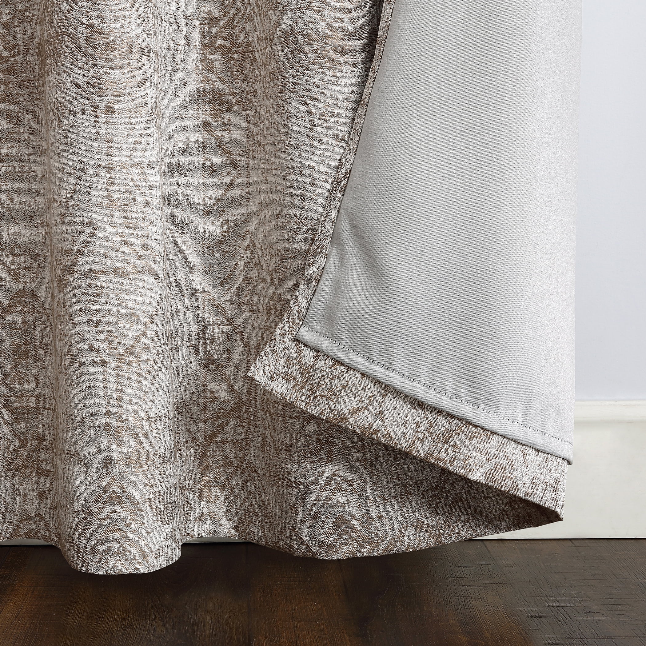 Sun Zero Dominic Distressed Woven Jacquard Blackout Grommet Curtain Panel, 50"X95", Camel, 50"X95", Camel