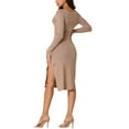 thumbnail image 1 of INSPIRAR CHIC Vestido Midi de Punto Acanalado de Manga Larga Ajustado para Mujeres Color Caqui XL, 1 of 6