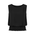 thumbnail image 7 of Women's Casual Pleated Sleeveless Top | Round Neck Elastic Hem Summer Blouse, 7 of 7