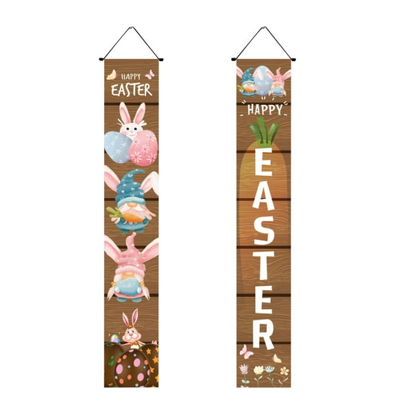 Easter Porch Banner Bunny Egg Rabbit Daisy Party Front Door Sign Wall Hanging Spring Decorations and Supplies for Home Office Farmhouse Holiday Decor