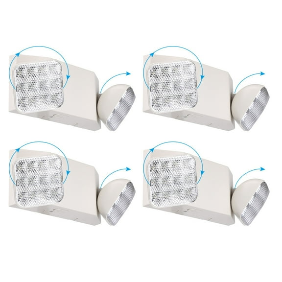 4 Pack LED Emergency Lights with Battery Backup, Commercial Exit Lights with Two Adjustable Heads, UL & FCC Listed, AC 120/277V