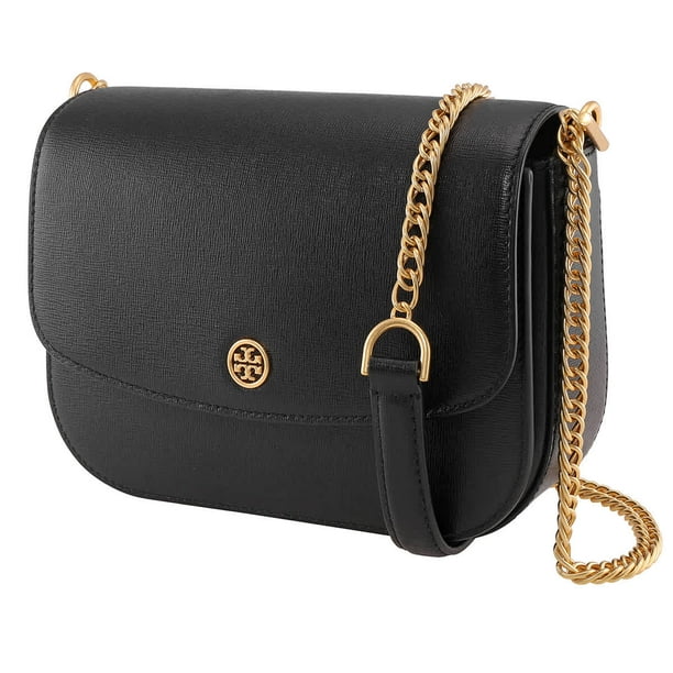 Tory Burch Robinson Textured Leather Shoulder Bag In Black 