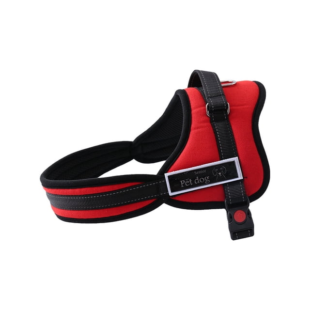 Corde de Traction Réglable Extérieure Poitrine pour Animaux Harnais de Col Type Gilet Anti-Traction Laisse de Marche Gilet Doux Poignée Rembourrée Accessoires Fournitures pour Animaux Rouge S