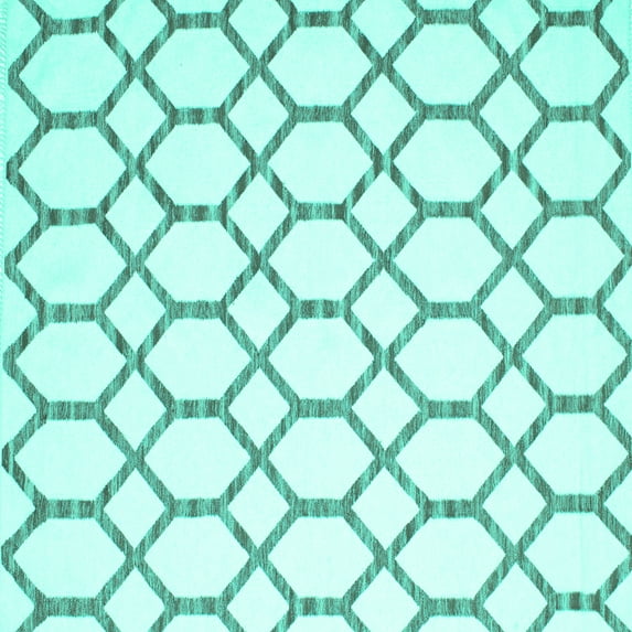 Ahgly Company Indoor Square Trellis Turquoise Blue Contemporary Area Rugs, 6' Square