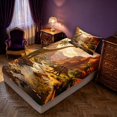 thumbnail image 2 of Manfei Wild Dinosaur Animals Twin Fitted Sheet,Retro Palm Tree Bedding,Orange Brown,2 Pieces,1 Fitted Sheet and 1 Pillowcase, 2 of 6