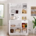 thumbnail image 2 of 71" Tall Kitchen Hutch with 6 Doors, Pantry Storage Cabinet with Microwave Stand, Storage Cabinet with Adjustable Shelves, Modern Food Pantry with Drawer for Kitchen Dining Room, White, 2 of 10