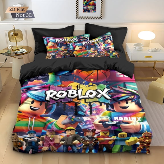 Roblox Bedding Sets Twin Queen King Size Game Printed Bed Set 3Pcs Duvet Cover Bedroom Decor for Boys Girls Adult Gift 1Comforter 2 Pillowcases