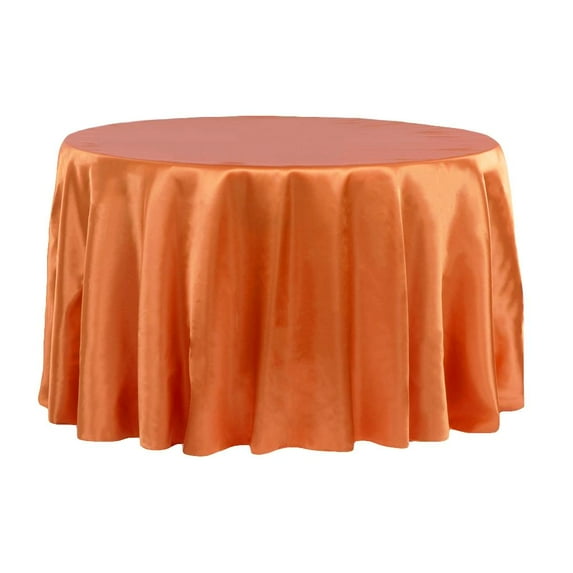 1 Pc, Satin 132" Round Tablecloth - Burnt Orange(Machine Washable & Cool Dry) For Wedding Or Event Decor