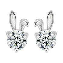 CILENON Hoops Earrings Synthetic Opal Star Stud Earrings Petite Earrings Women Gift Earrings Simple Jewelry For Sensitive Ears (Silver,One Size)