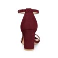 thumbnail image 2 of BLISSFUL STEP Women's Ankle Strap High Block Heels Sandals Burgundy 8.5, 2 of 7