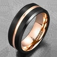 thumbnail image 4 of 8mm Black Tungsten Rings for Men Rose Gold Groove Wedding Bands with Beveled Edges, 4 of 5