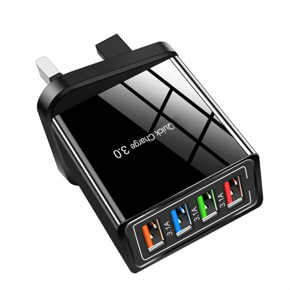 Color 4USB Mobile Phone Charger 3A Flat Travel Charging Head Charger/UK