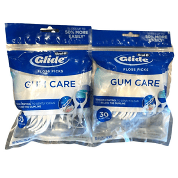 OralB Glide GUM CARE / Advanced Floss PICKS 30 ct ( 2 pack ) NEW LOOK