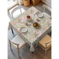 thumbnail image 6 of Pink Flowers Table Cloth, Green Country Botanical Floral Leaves Waterproof Tablecloth for Square Tables, Reusable Washable Fabric Table Cover for Restaurant Kitchen Dining Tables 54"x54", 6 of 6