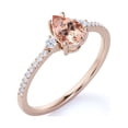 thumbnail image 4 of JeenMata 1 Carat Three Stone Peach created morganite Engagement Ring in 18K Rose Gold over Silver, 4 of 6