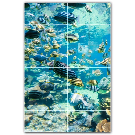 Picture-Tiles.com: Coral Ceramic Tile Wall Mural WAL500424-46M. 24"W x 36"H using (24) 6" x 6" Ceramic Tiles-Satin Finish