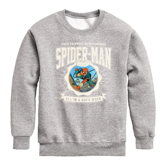 Spider-Man - Friendly Spidey Collegiate Graphic Long Sleeve Fleece Sweatshirt
