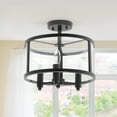 thumbnail image 5 of Elegant Designs 13" Iron and Glass 3-Light Traditional Farmhouse Semi Flush Mount, Black, 5 of 7
