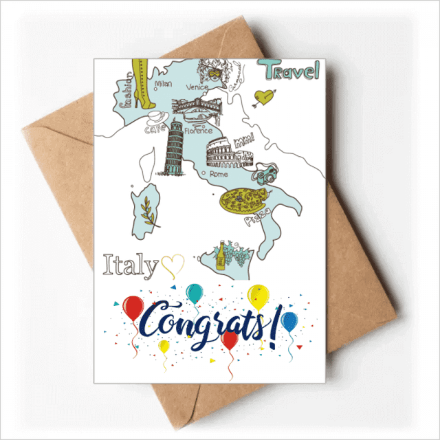 Map City Italy Landmark National Flag Pattern Wedding Cards Congratulations Greeting Envelopes