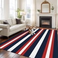 thumbnail image 3 of Red Navy Blue Stripe Washable Living Room Rugs 5'x7', Modern Abstract Low Pile Throw Large Area Rugs Non-Slip Sturdy Edge Binding Carpet for Dining Room Bedside Kitchen, 3 of 9