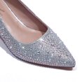 thumbnail image 3 of Zhabtuc Womens Kitten Heels,2 Inch Low Heel Pumps Slip On Closed Pointed Toe Pumps Office Work Shoes Dress Pumps Silver Size 9.5, 3 of 8